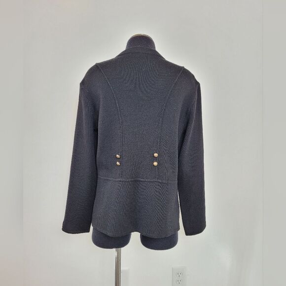 Carine Paris 100% Wool Sweater Black Military Gothic Victorian Size 3 Medium - Picture 4 of 13